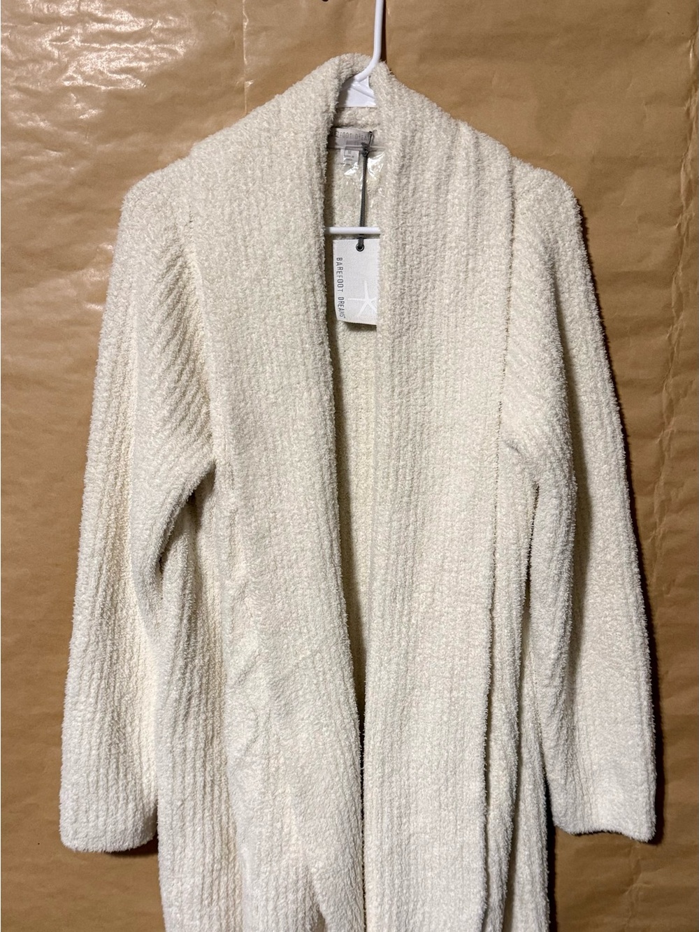 NWT Barefoot Dreams CozyChic Long Cardigan Cream Ivory M